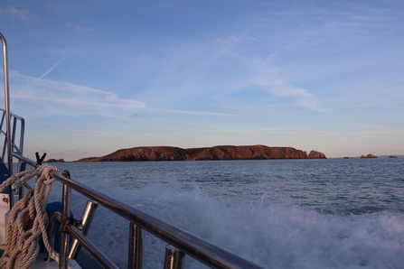 Alderney from a boat. Credit: Camille François